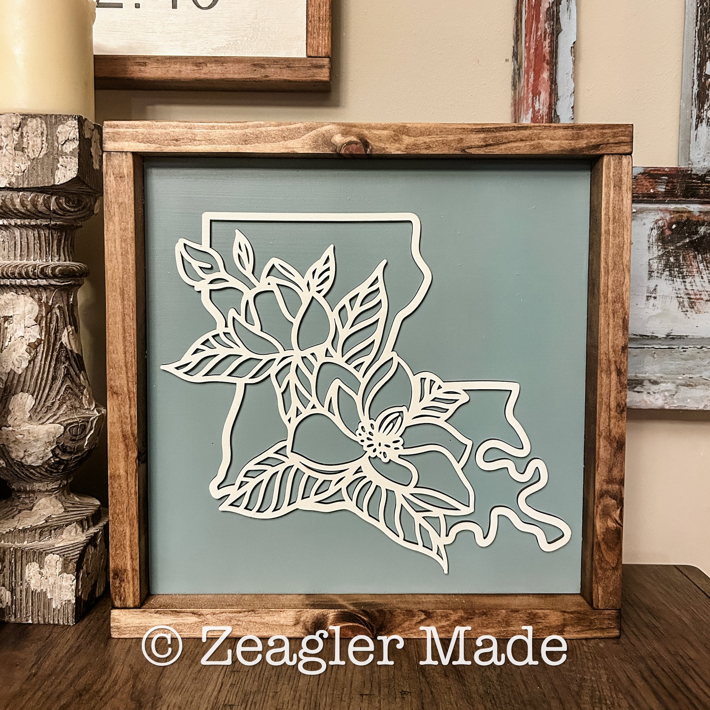 Louisiana Magnolia wood sign