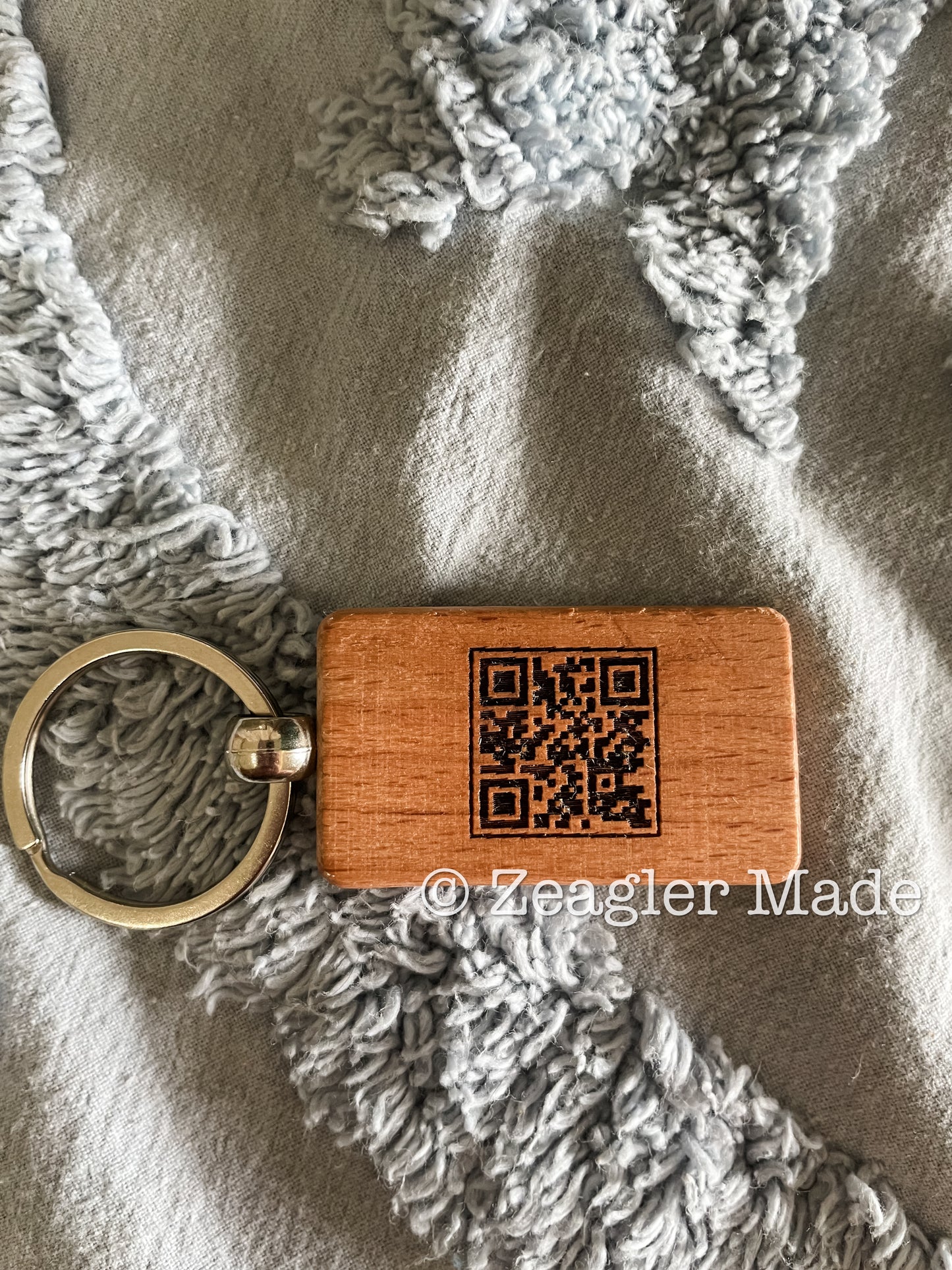 Double sided wooden keychain