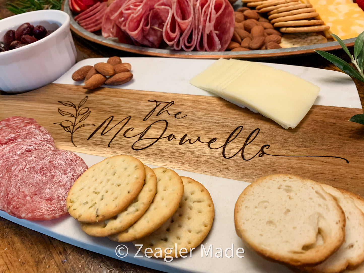 Cutting/Serving Board - Marble and Wood with custom engraving