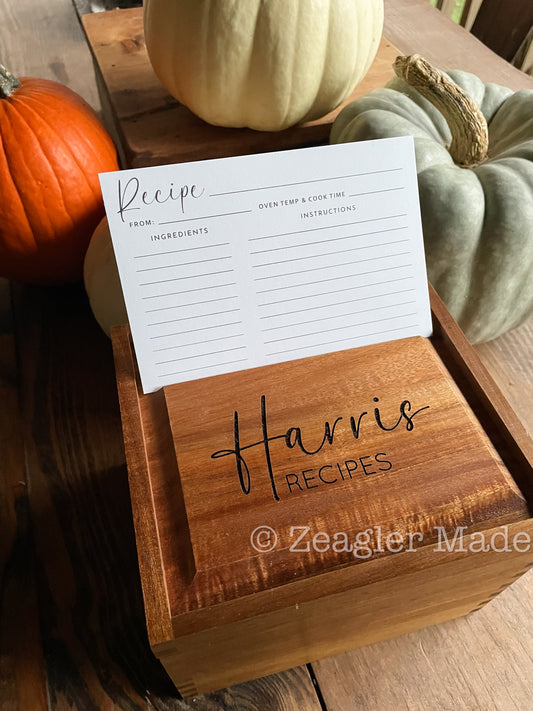 Recipe Box with optional custom engraving