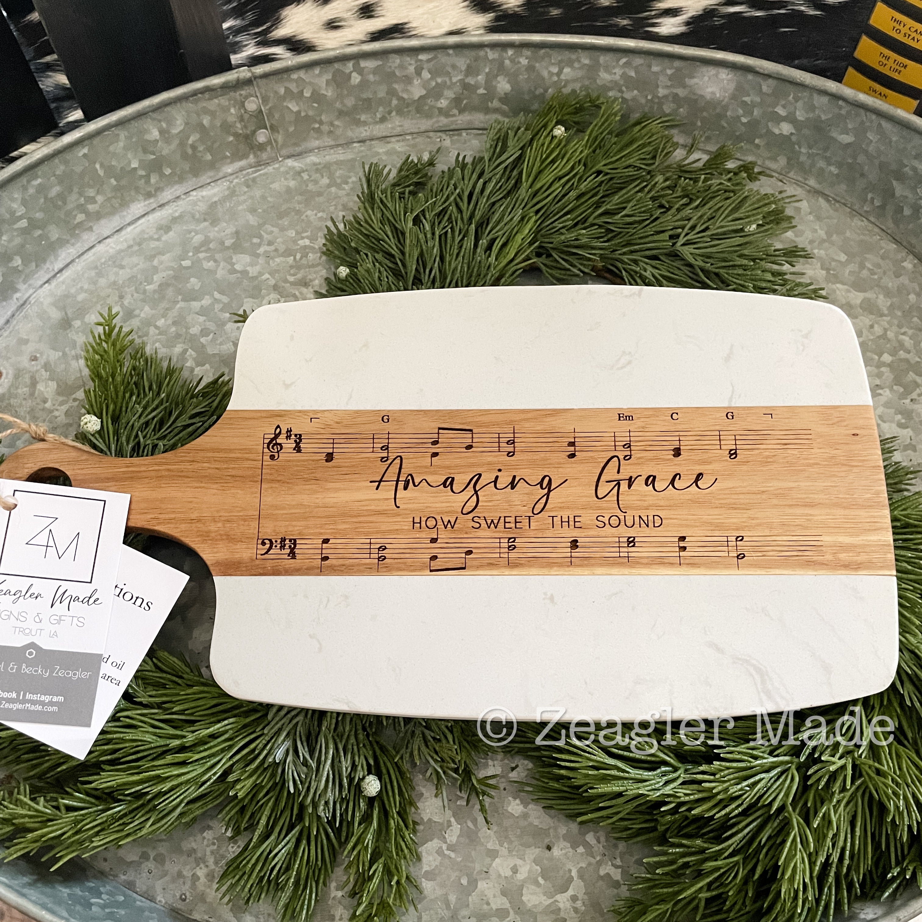 Cutting/Serving Board - Marble and Wood with custom engraving