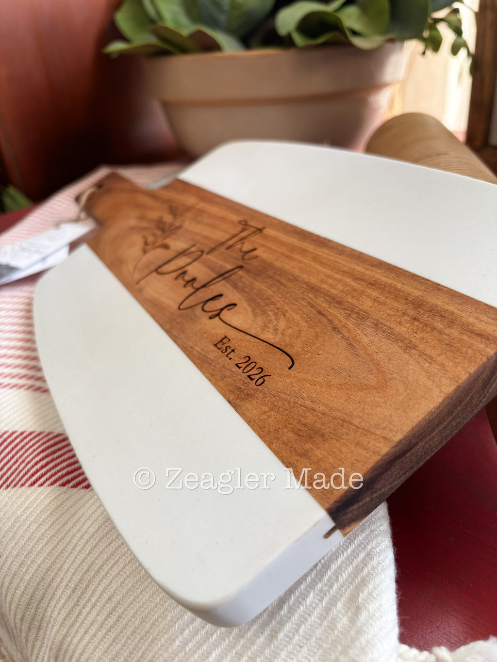 Cutting/Serving Board - Marble and Wood with custom engraving