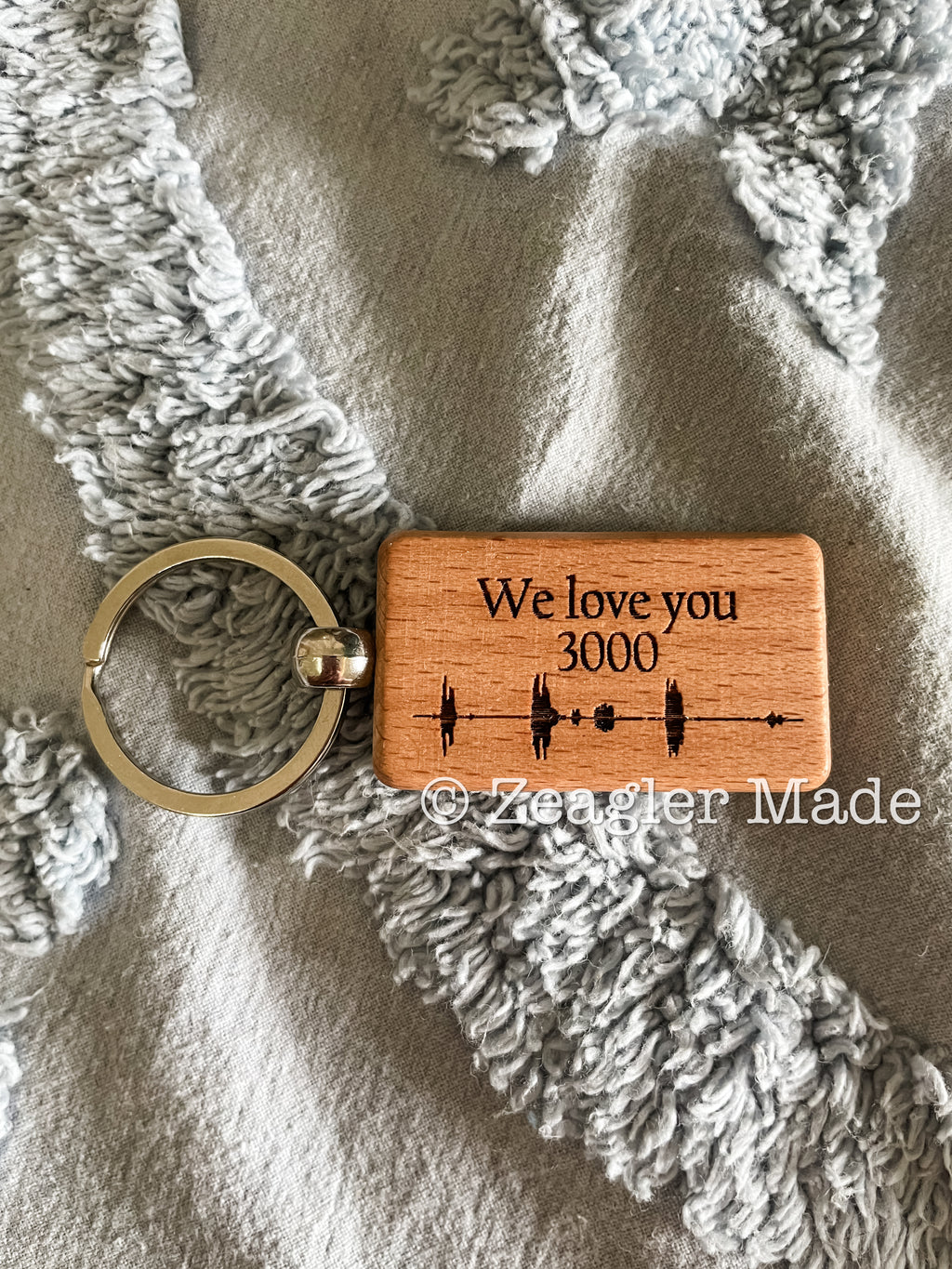 Double sided wooden keychain