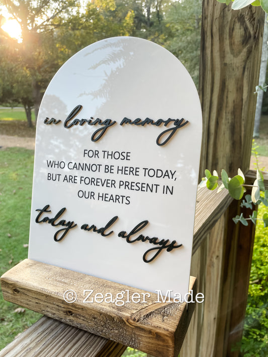 Acrylic Memory table sign