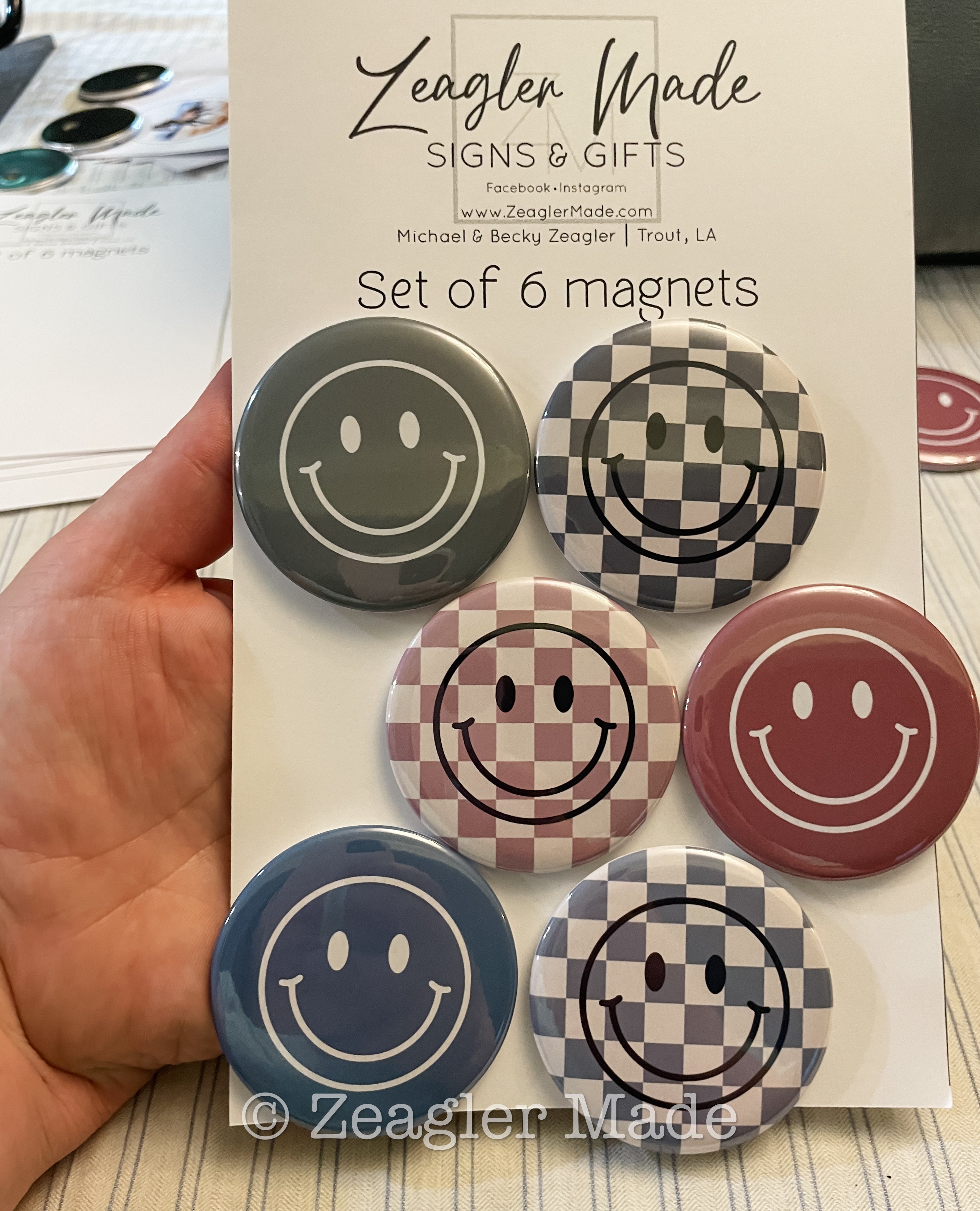 2.25” round custom magnets or pins