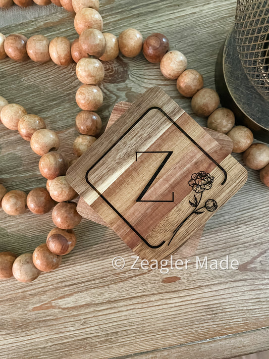 Acacia Wood Coasters - custom engraved