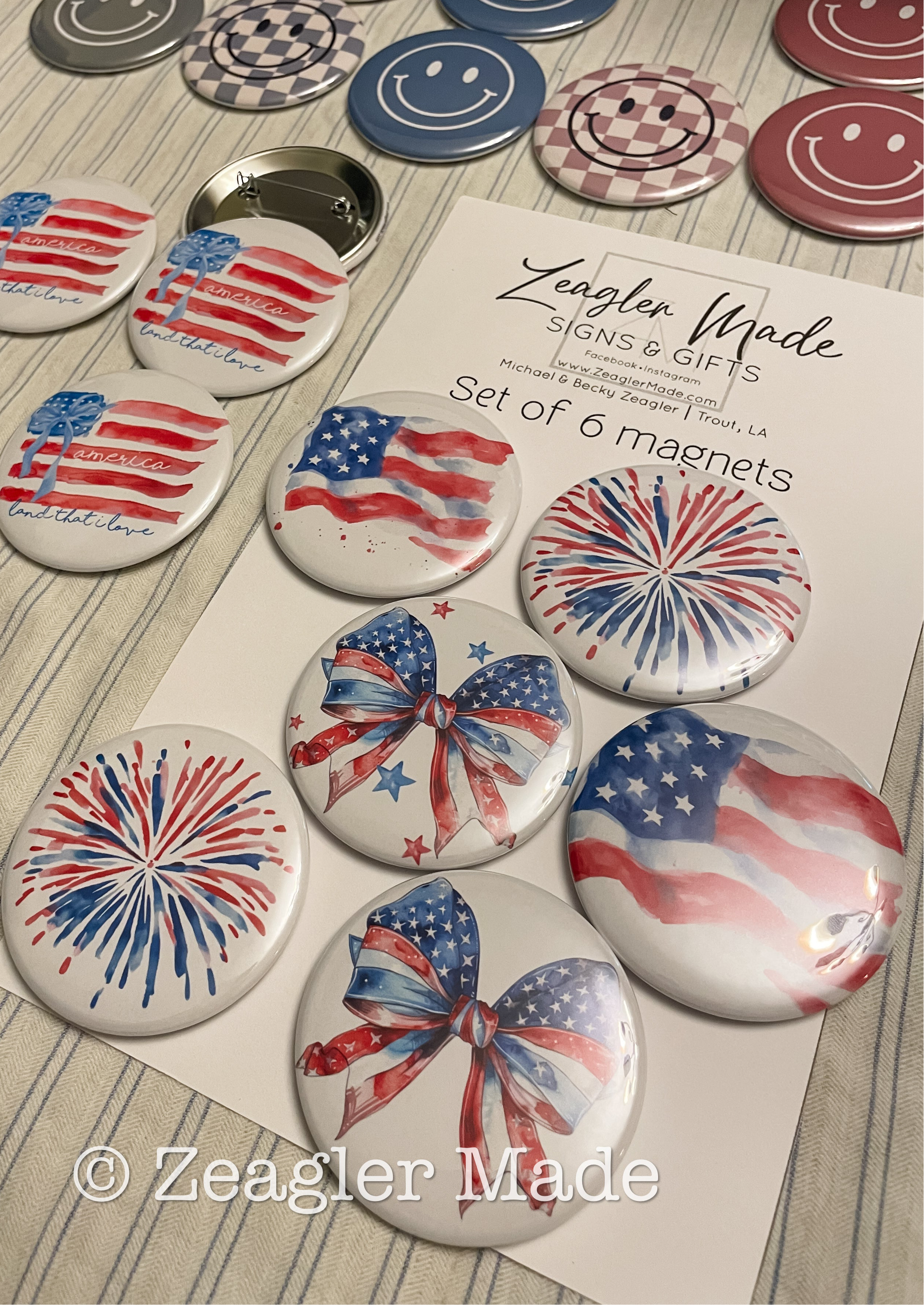 2.25” round custom magnets or pins