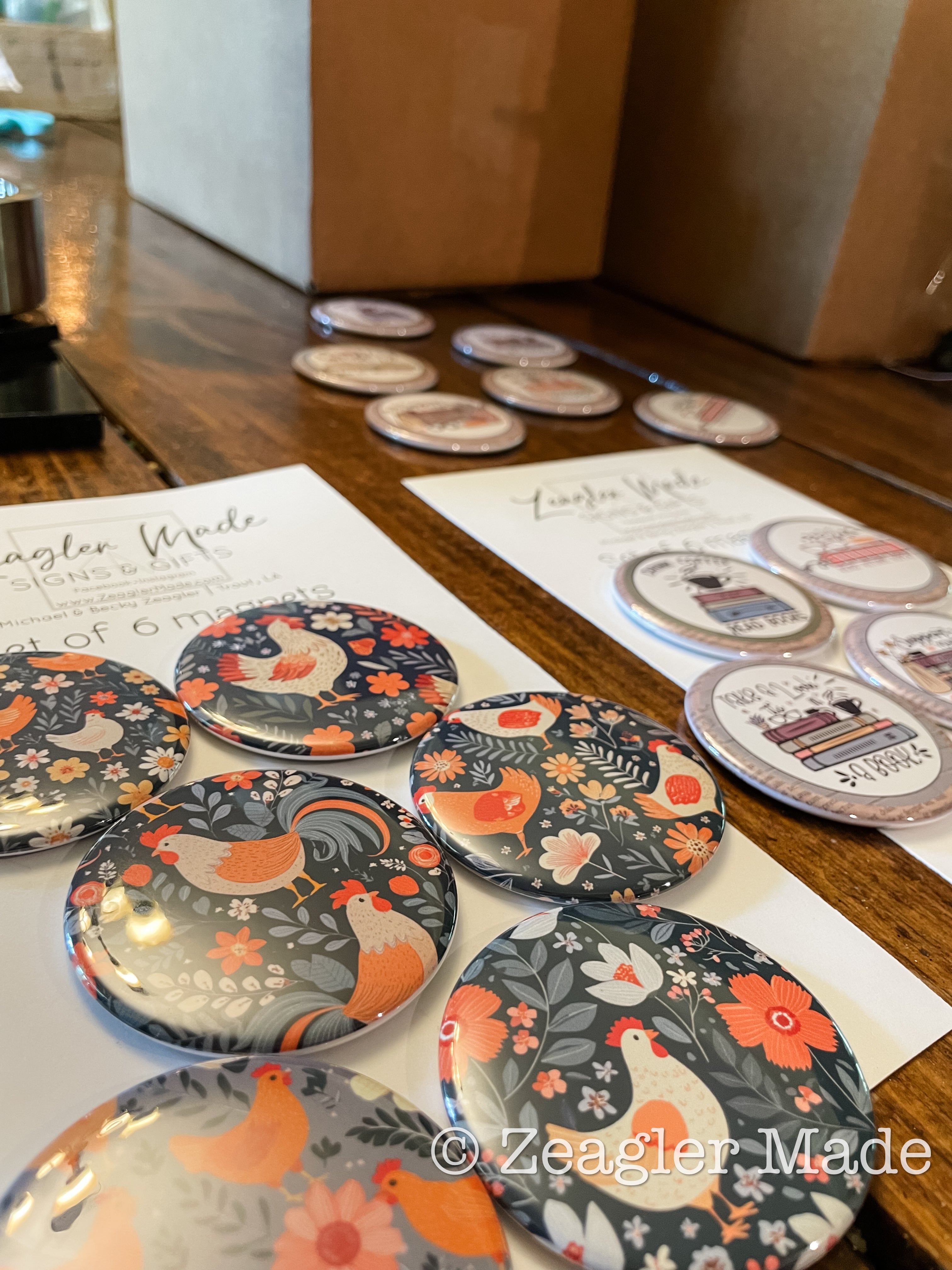 2.25” round custom magnets or pins