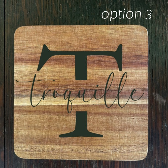 Acacia Wood Coasters - custom engraved