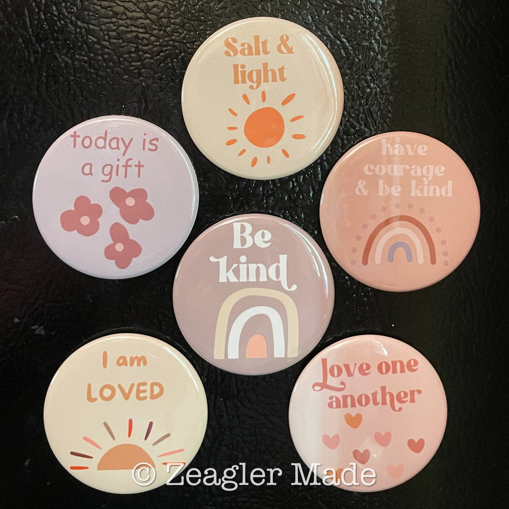 2.25” round custom magnets or pins