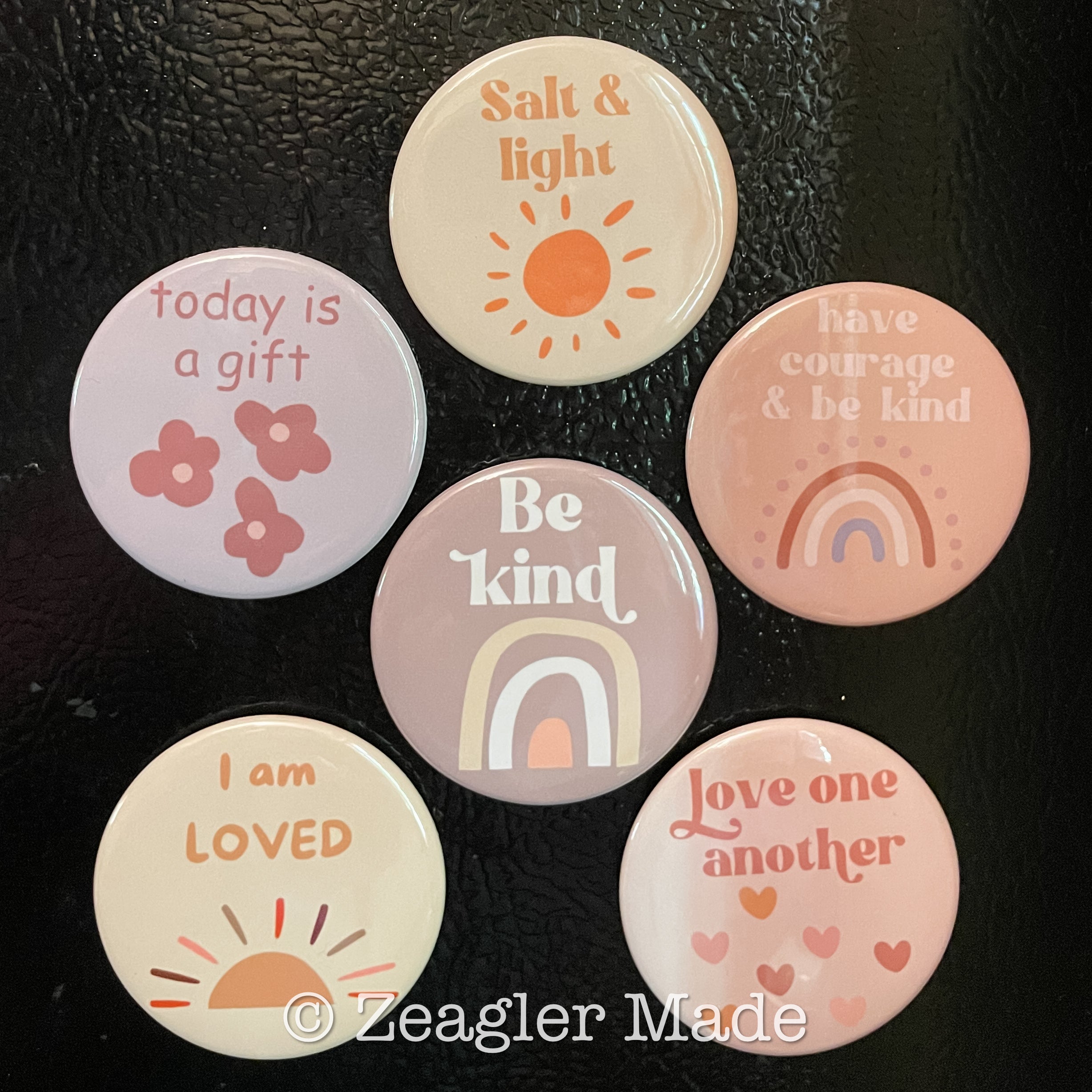 2.25” round custom magnets or pins