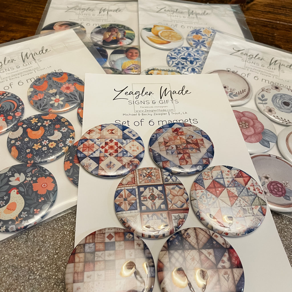 2.25” round custom magnets or pins