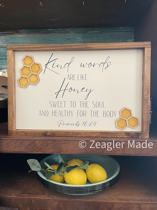 Kind Words painted wood sign