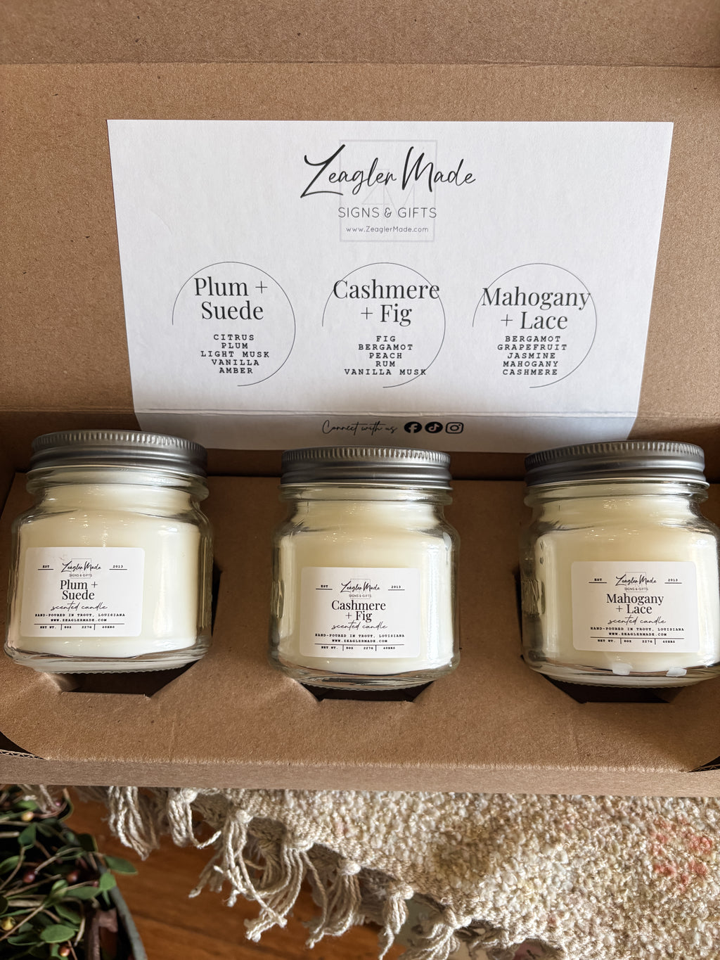 Denim + Pearls Trio Candle Box